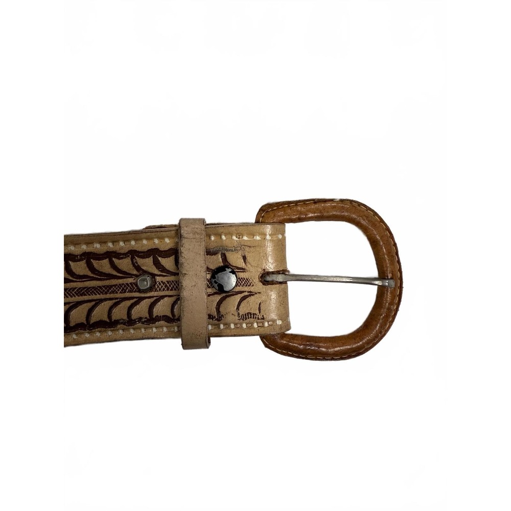 Unisex Handcrafted Leather Belt with Detailed Pattern size‎ 36